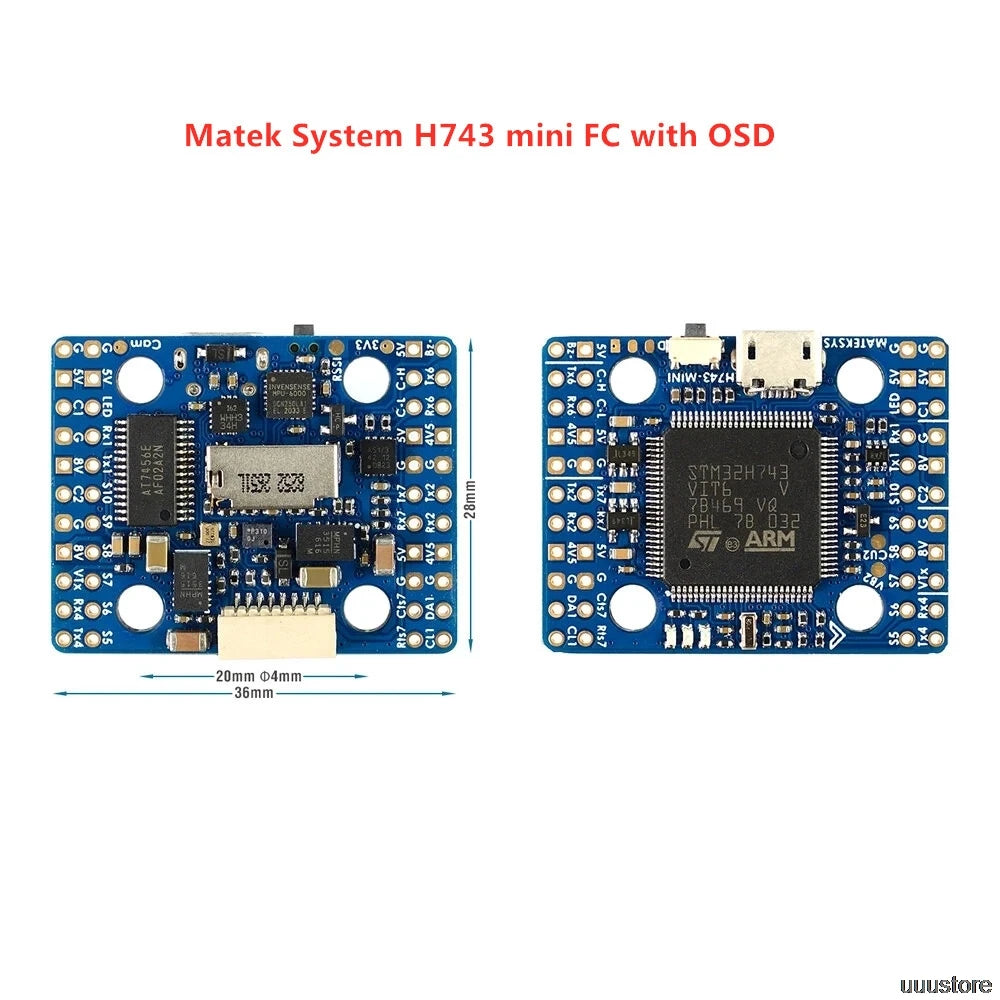 Matek System H743 / MINI H743 Flight Controller - STM32H743VIT6 ICM20602 Built-in OSD DPS310 PDB for FPV RC Racing Drone Parts 9 Matek System H743 / MINI H743 Flight Controller, Built-in OSD DPS310 PDB for FPV RC Racing Drone