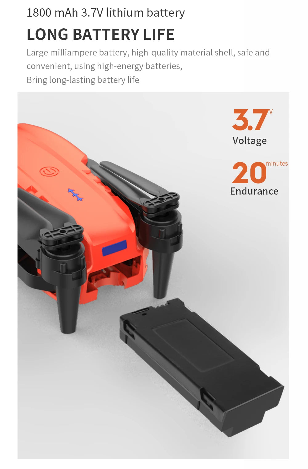 XYRC K3 Mini Drone, 1800 mah 3.7v lithium battery long battery life large milli