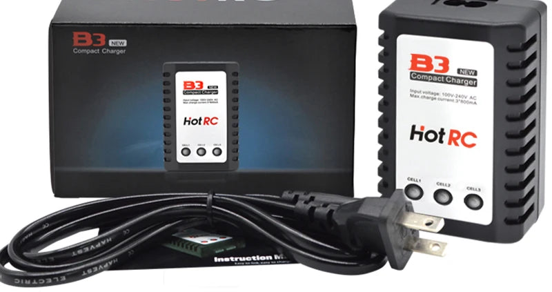 HotRC B3 Lipo Battery 7.4V 11.1V - 2S 3S AC 10W Balance Charger 110V-240V Compact Charging EU US Plug Power Cable Warning RC Parts 15 HotRC B3 Lipo Battery 7.4V 11.1V, Da Coneac Chatdot P3 B2 HotRC RC compactchar
