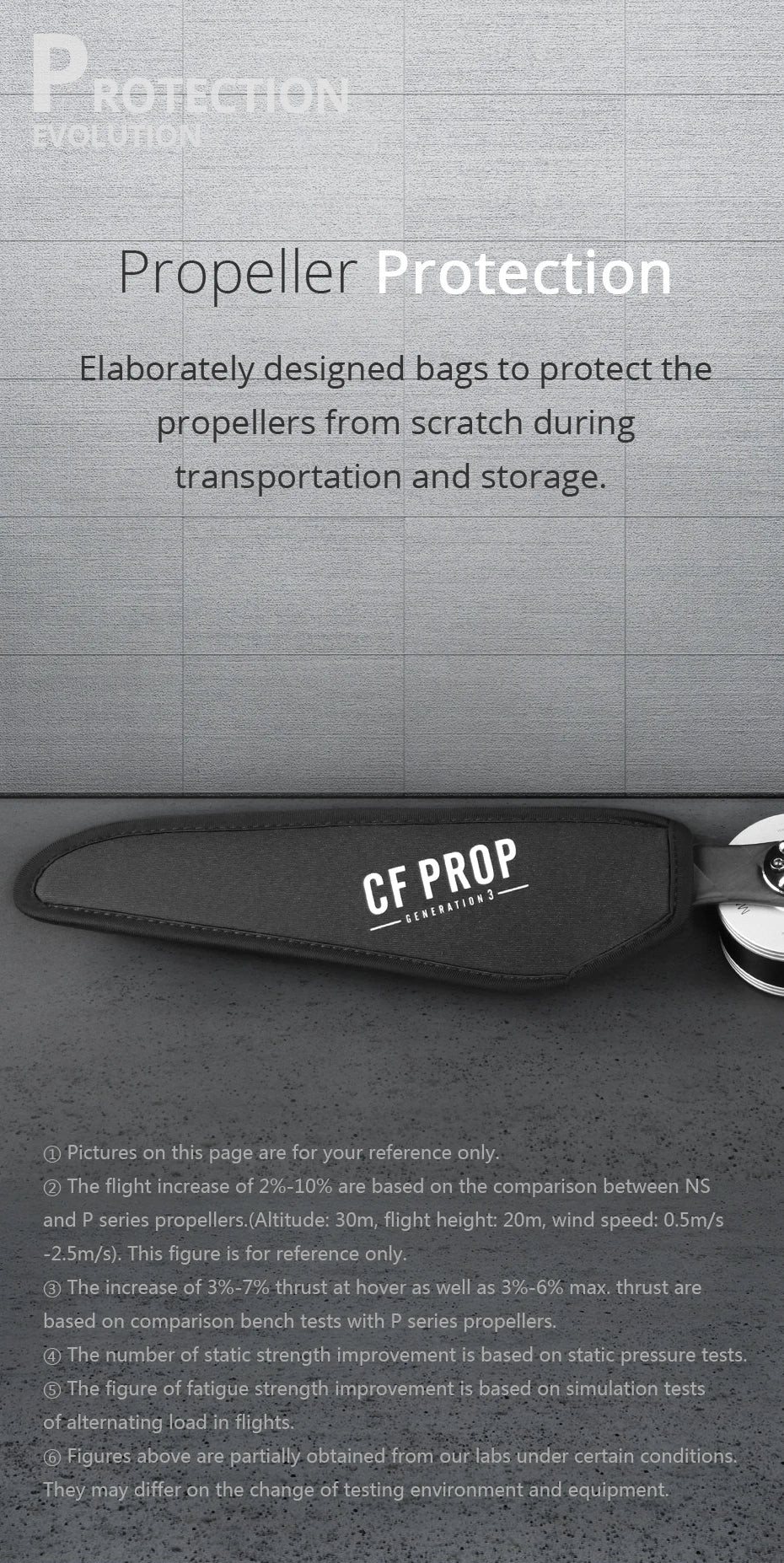 T-motor NS Series NS17x5.8 Propeller, the flight increase of 2%-10% is based on the comparison between NS and P