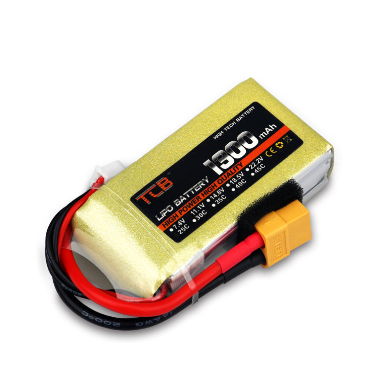 TCB 2S 3S 4S 5S 6S 7S 8S 1300mAh 25C LiPo 電池，配備 XT60 插頭，適用於遙控飛機、FPV 無人機、直升機、汽車