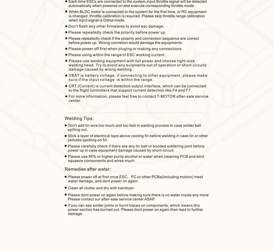 T-motor V45A V2 6S 4IN1 32BIT ESC, each time ESCs are connected t0 the system,input throttle signal will be