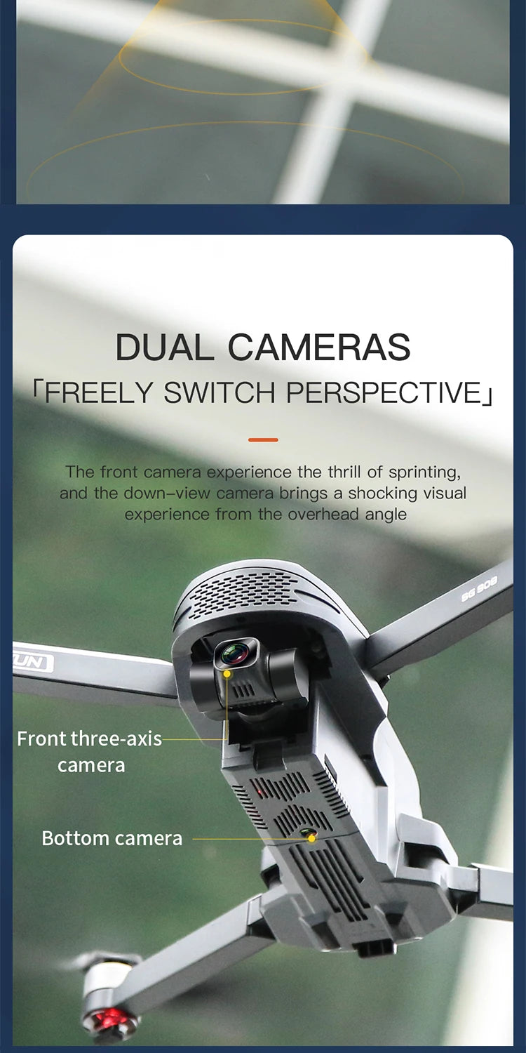 ZLL SG908 Pro - GPS Drone, dual cameras tfreely switch perspectivej the front camera experience the