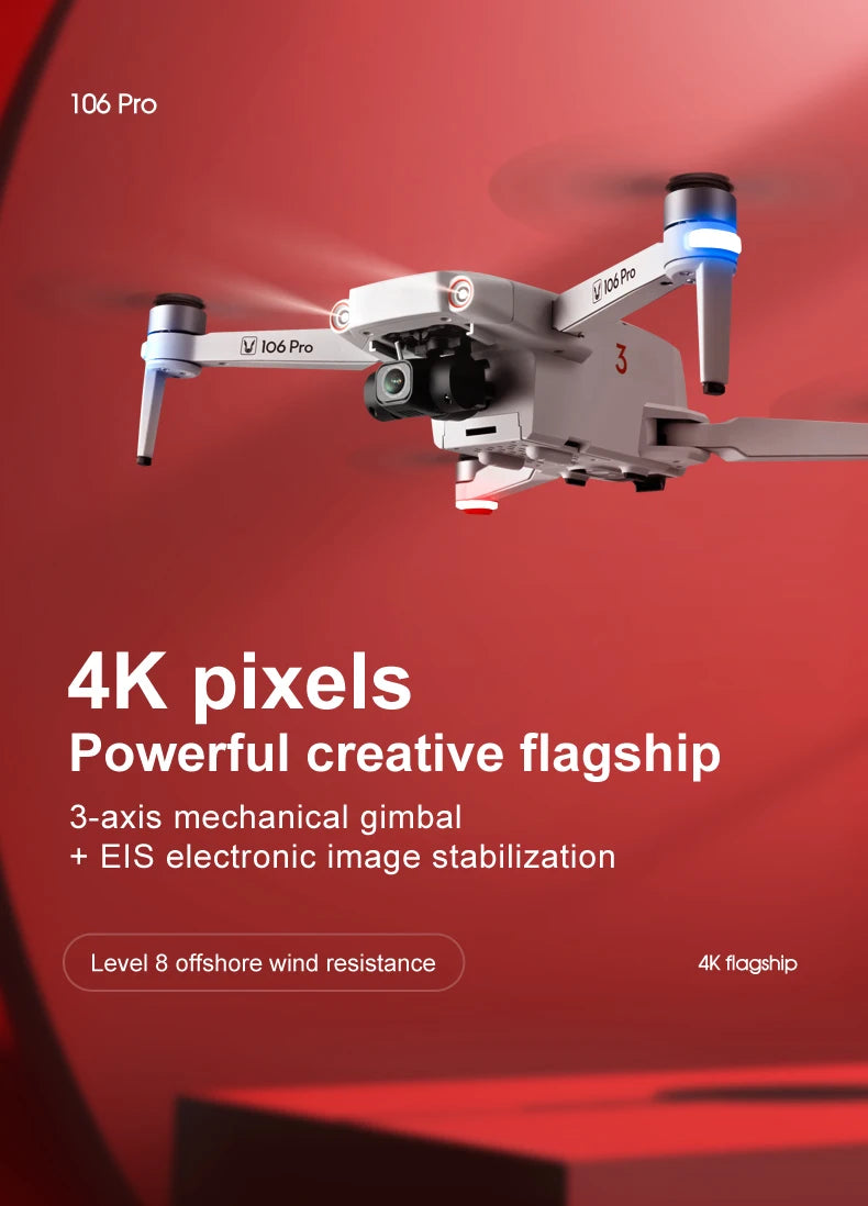 106 Pro Drone, EIS electronic image stabilization Level 8 offshore wind resistance 4K flagship
