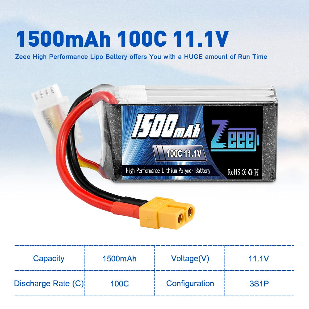 Zeee High Performance Lipo Battery offers with a HUGE amount of Run Time Es