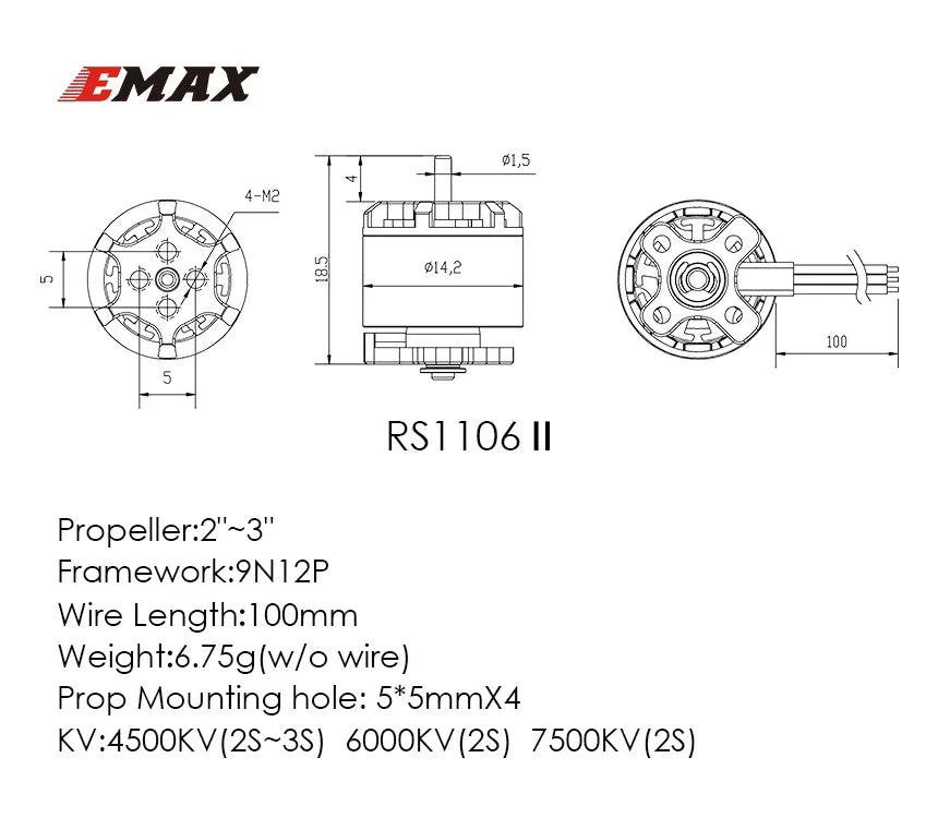 EMAX RS1106 II Motor, EMAX 01,5 014,2 100 RS1106 II Propeller:2