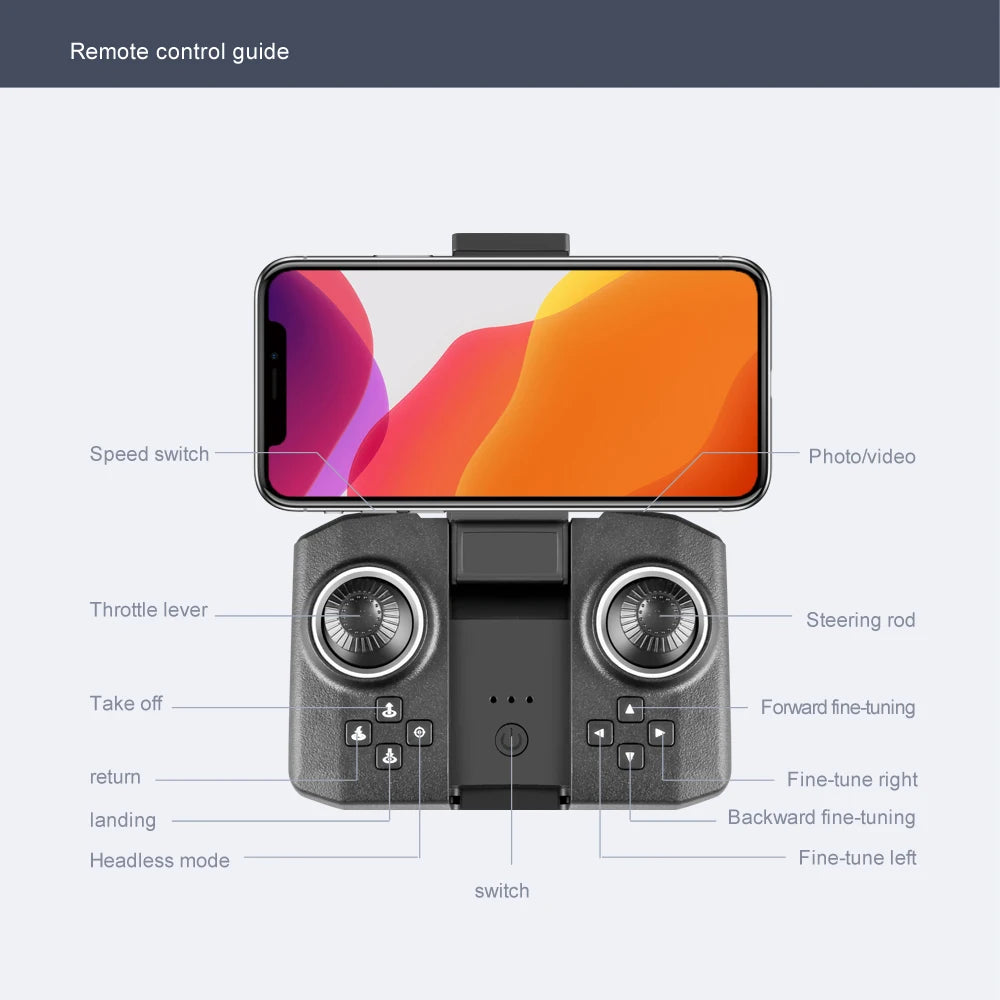 Mini WIFI Professional Drone with 4k 1080P Camera High Hold Mode Foldable RC Plane Helicopter Pro Drone Toys for Children Gifts 50 Mini WIFI Professional Drone, remote control guide speed switch photolvideo throttle lever steering rod take off