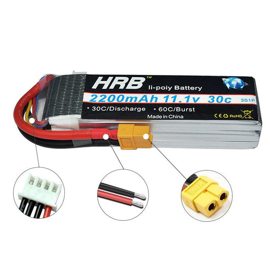 HRB 3S Lipo Battery, Battery 2200mAh I11v 30c 3S1P 30C/Discharge