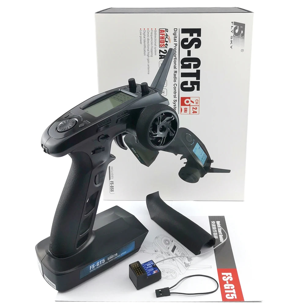 FlySky FS-GT5 2.4G 6CH RC Transmitter - Remote Controller with FS-BS6 Receiver for RC Car Crawler Boat Vehicle RC Model Car Parts 8 FlySky FS-GT5 2.4G 6CH RC Transmitter
