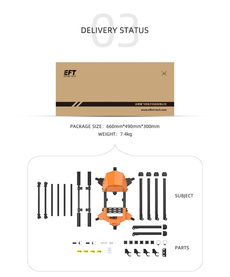 EFT G610 10L Agriculture Drone, DELIVERY STATUS EFT ee ndtrranzd an
