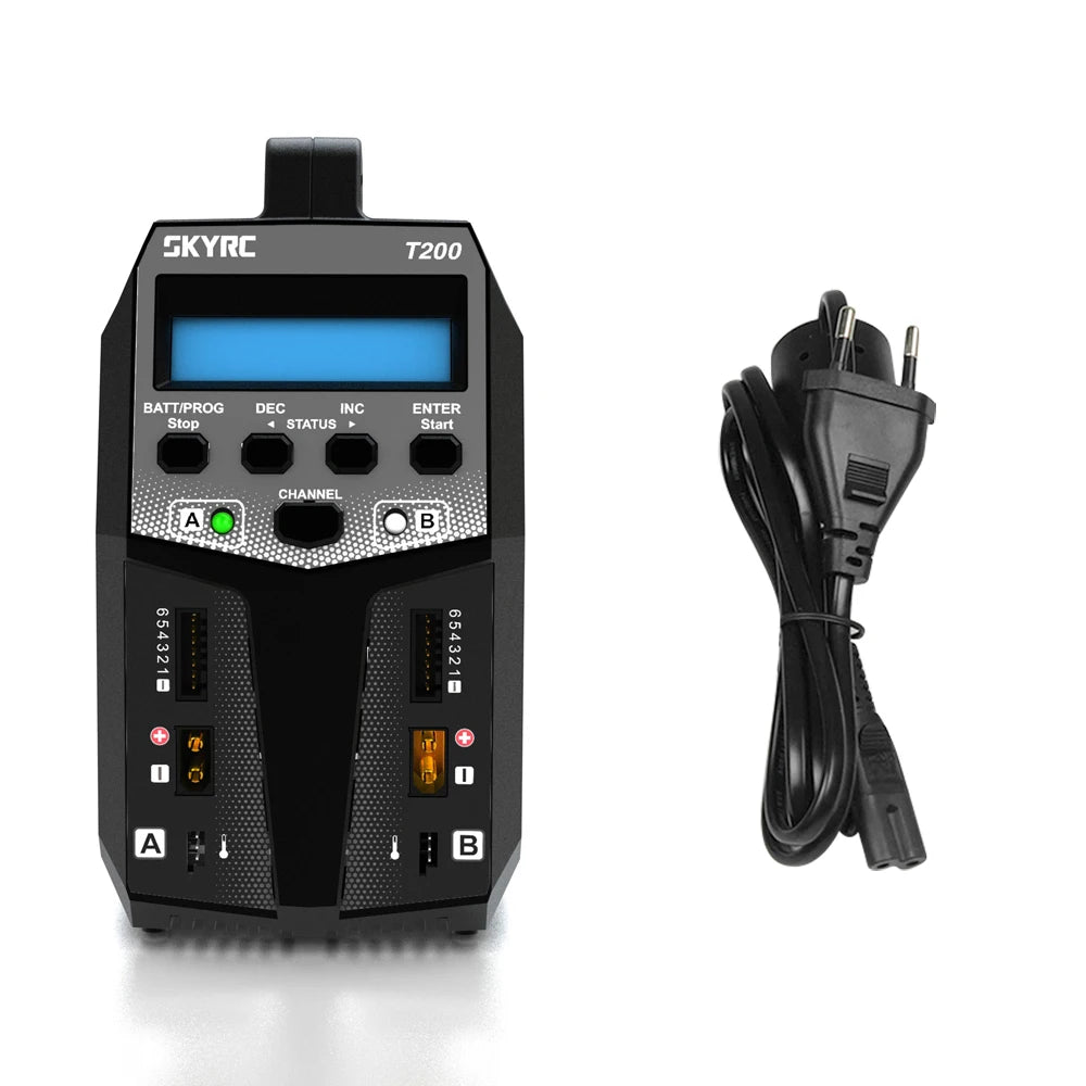 SKYRC T200 Dual AC/DC Balance Charger, SKYRC T200 BATTIPROG DEC INC ENTER Stop STAT