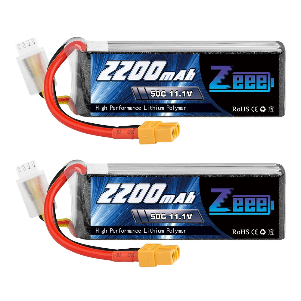 2units Zeee 2200mAh 3S Drone Battery, Zzobmat PeB 50C 11.1V High Performance Lithium Polymer