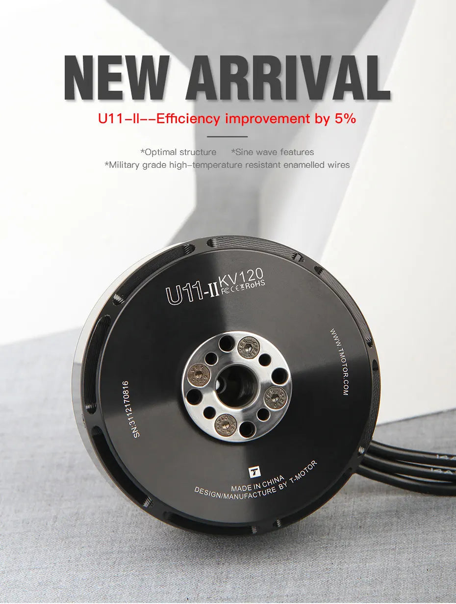 T-MOTOR U11 II KV120 Heavy Lift Drone motors brushless motor for 100kg payload drone 7 T-MOTOR, ARRIVAL U11-II-Efficiency improvement by 5% *Opti