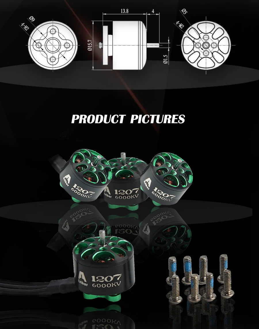 Flashhobby Arthur A1207 5200KV 6000KV 7000KV Racing Edition Brushless Motor for RC FPV Racing Drone DIY Accessories 13 : 5*M2 Recommend: 23inch prop application