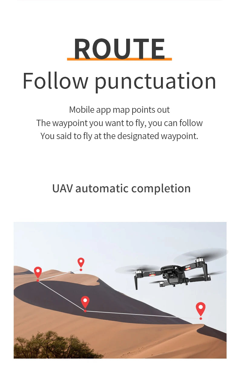 X2 Pro2 GPS Drone, ROUTE Follow punctuation Mobile app map points out The waypointyou want to fly at