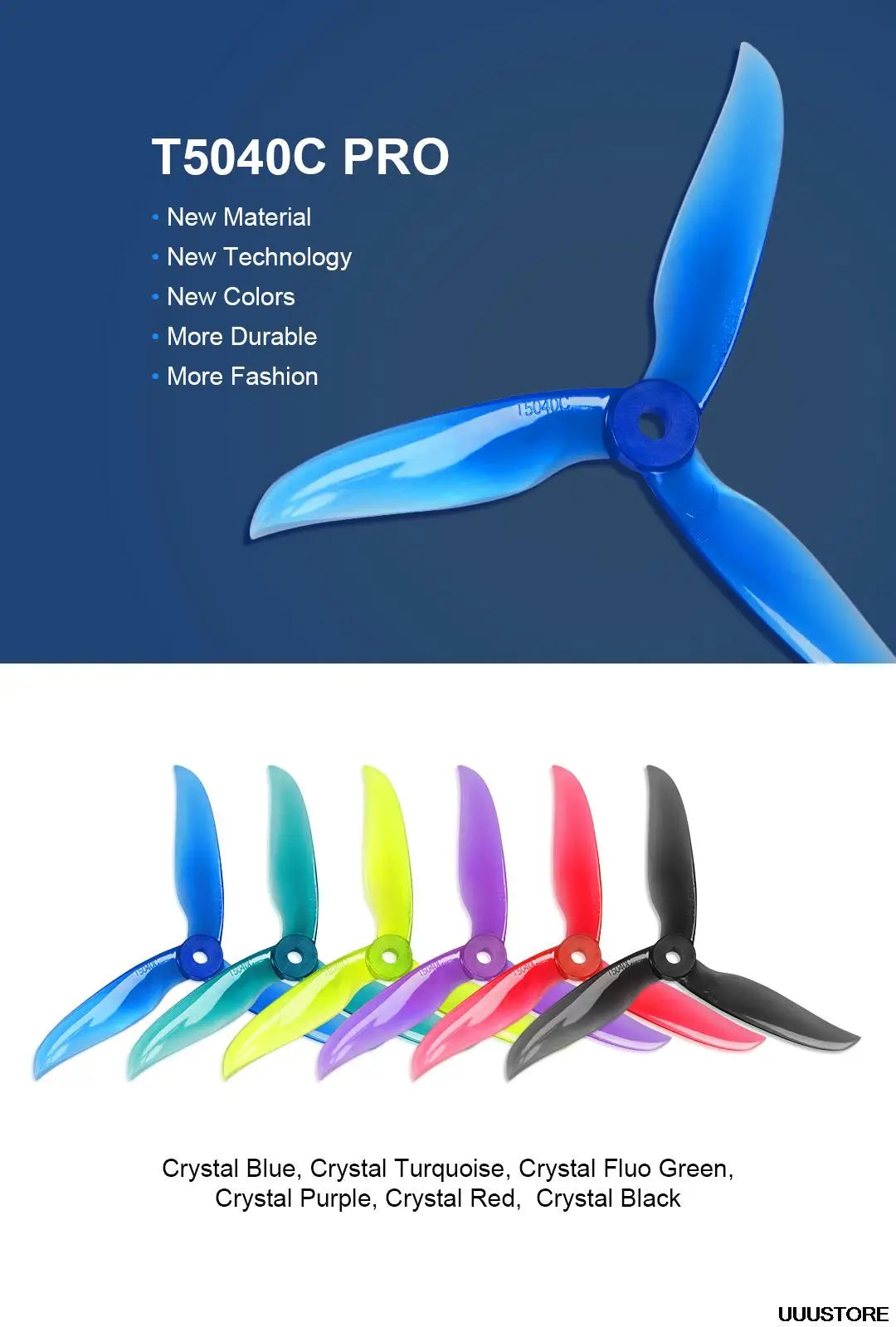 Crystal Blue, Crystal Turquoise, Crystal Fluo Green, Crystal Purple, Crystal Red