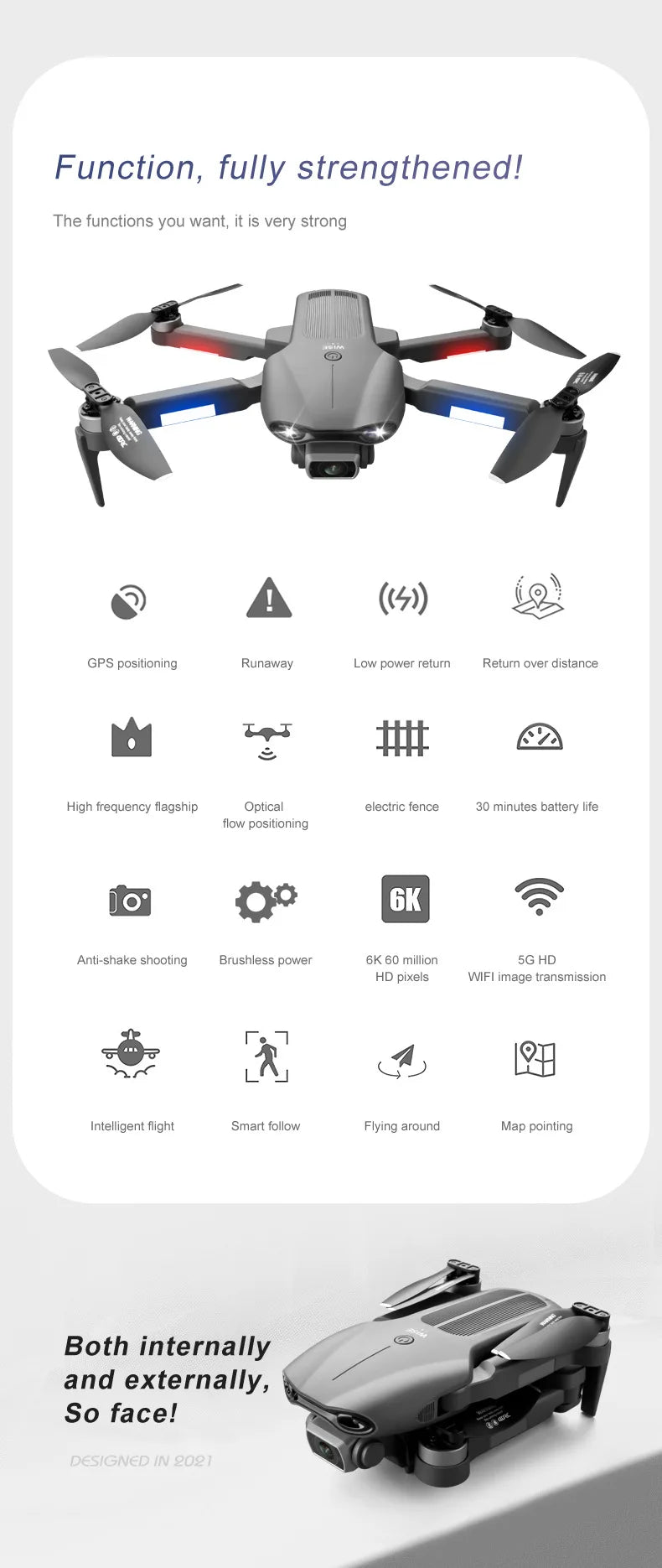 F9 drone obstacle avoidance brushless motor profesional GPS 6k camera drone 9 F9 drone, gps positioning runaway low power return return over distance