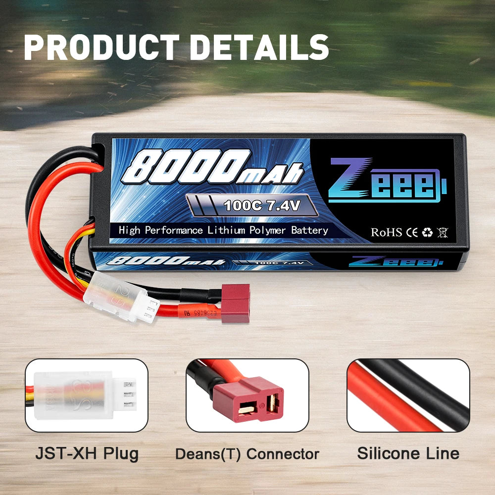 Zeee 2S Lipo Battery, bobozab PPB 100C 74V High Performance Lithium Polymer Battery