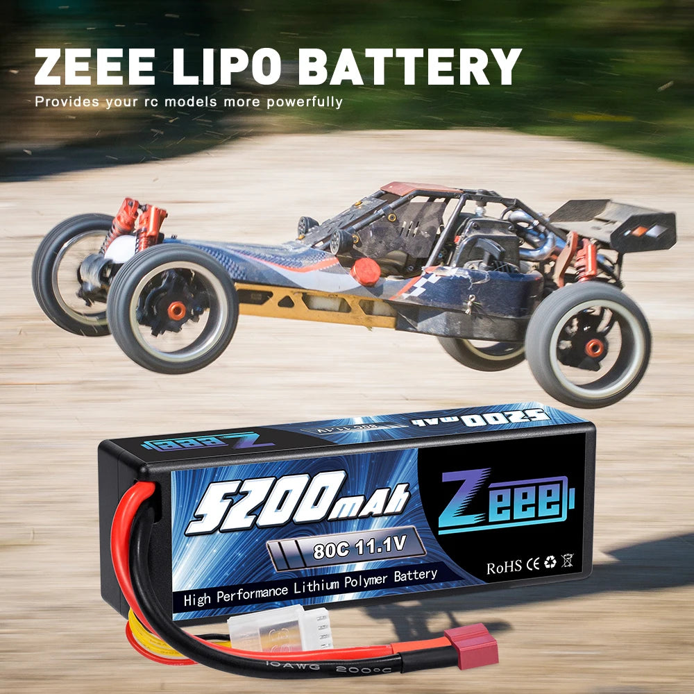 Zeee 11.1V 80C 5200mAh 3S Lipo Battery, ZEEE LiPo BATTERY Provides your rc models more powerful
