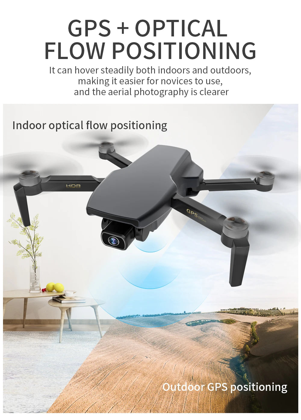 ZLRC SG108 Drone, GPS + OPTICAL FLOW POSITIONING It can hover steadily both indoor