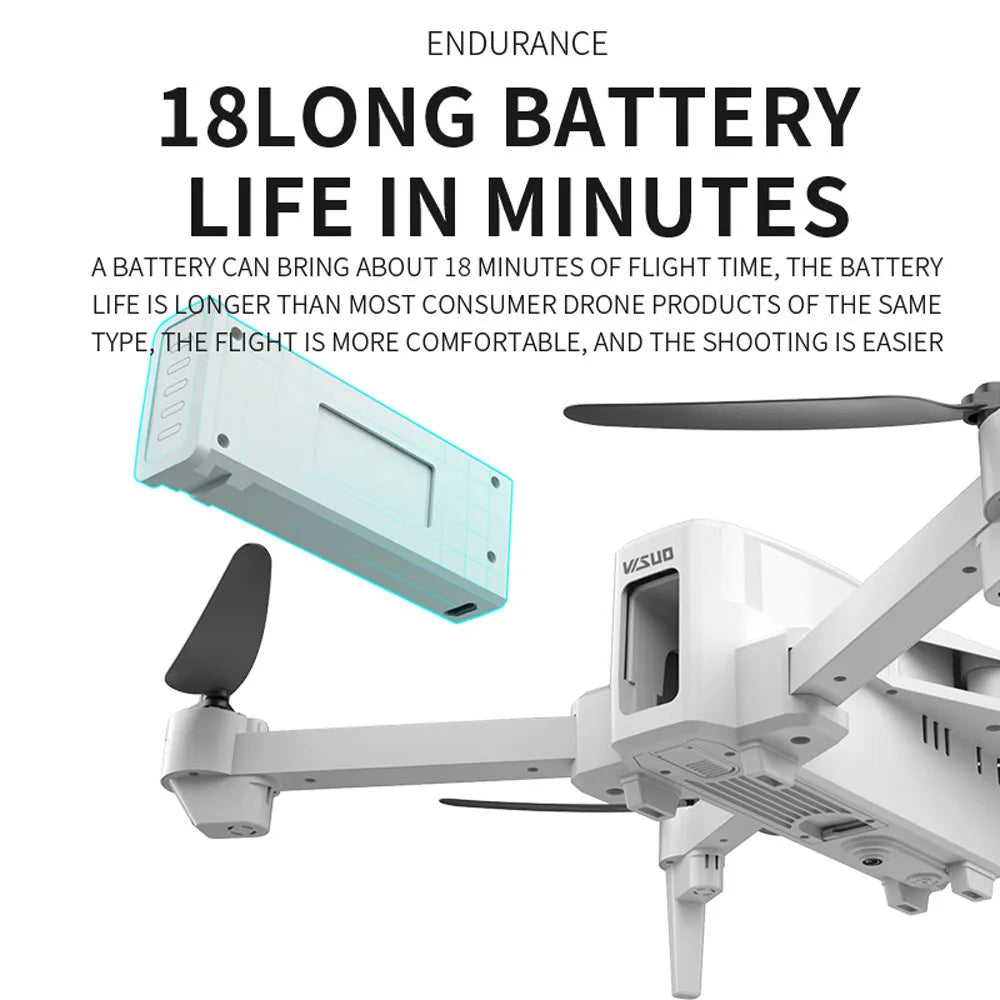 Visuo XS818 GPS Drone - 1800mAh 5G Wifi FPV 4K HD Dual Camera Optical-Flow RC Quadcopter Drones Professional Camera Drone 49 Visuo XS818 GPS Drone, ENDURANCE 18LONG BATTERY LIFE IN MINUTES A