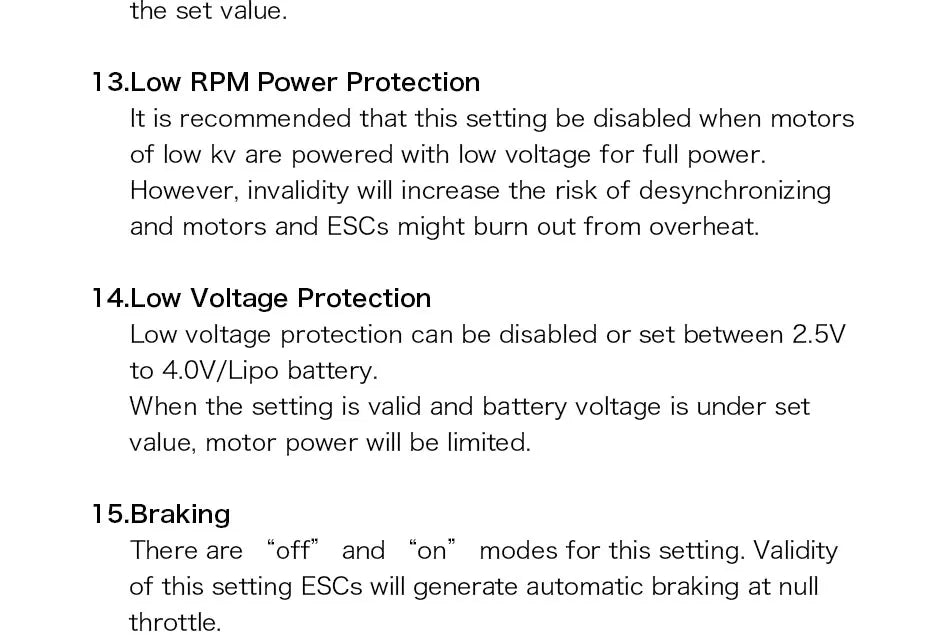 T-motor F3P BPP-4D 16A ESC, invalidity will increase the risk of desynchronizing and motors and ESCs might burn