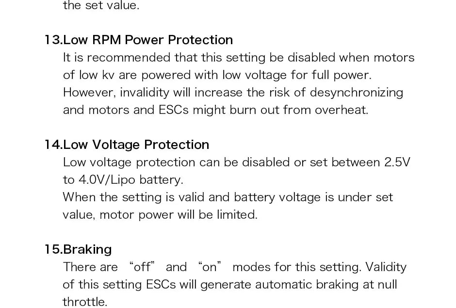 T-motor F3P BPP-4D 16A ESC. invalidity will increase the risk of desynchronizing and motors and ESCs might burn