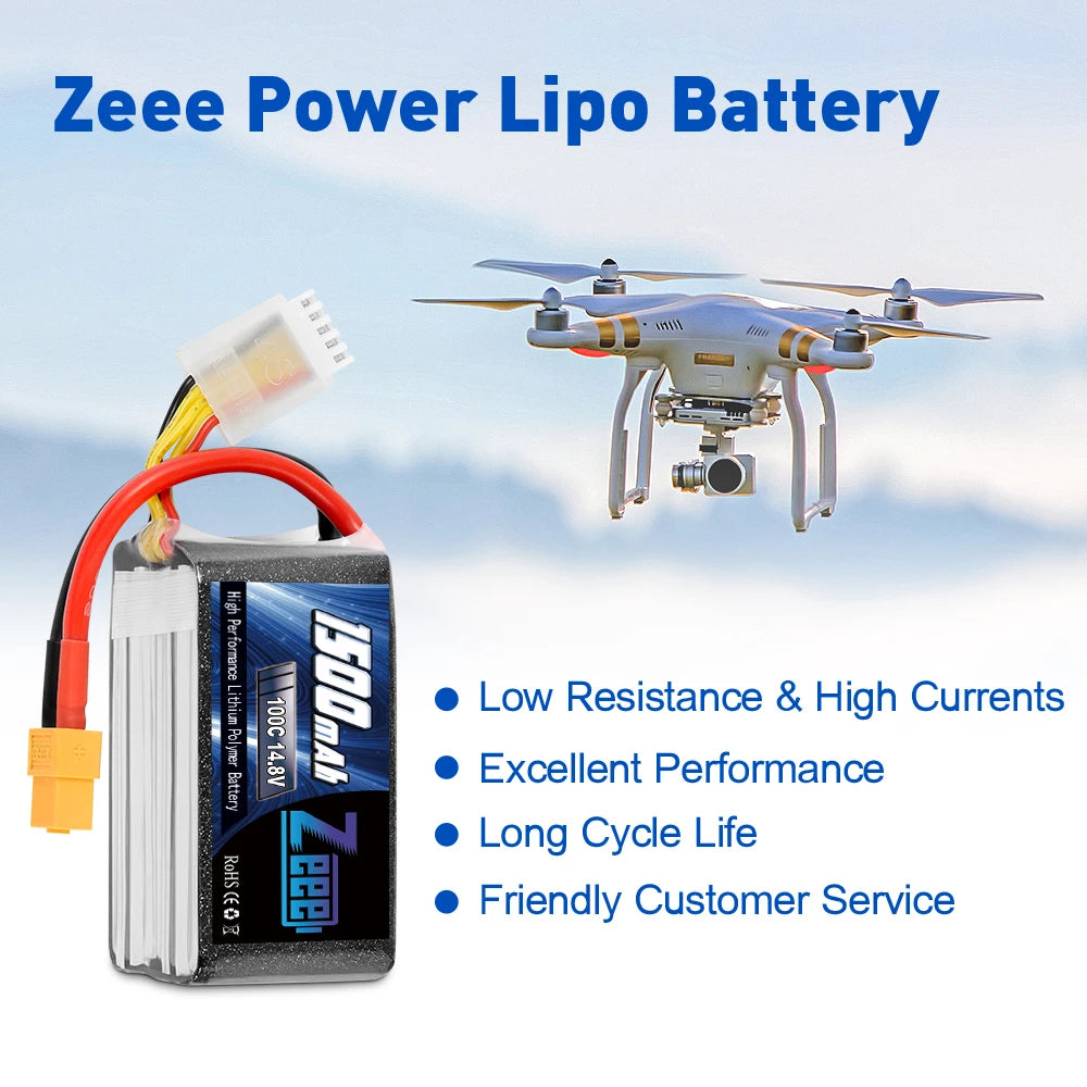 2units Zeee 4S 14.8V 1500mAh Battery - 100C Lipo Battery with XT60 Connector Softcase Lipo Battery for RC Car Truck Airplane FPV Drone Battery 20 2units Zeee 4S 14.8V 1500mAh Battery, 2units Zeee 4S 1