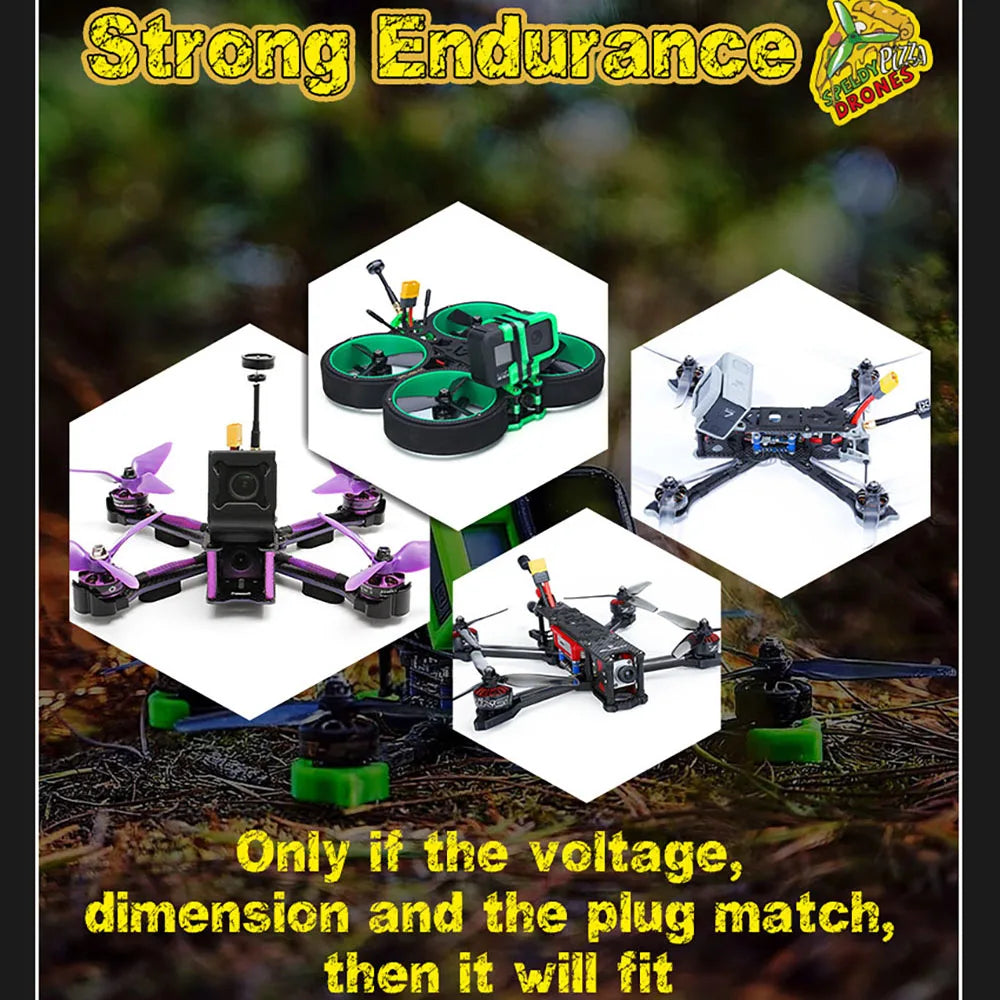 2PCS CNHL 4S 6S 14.8V 22.2V Lipo Battery for FPV Drone - 1200mAh 1550mAh 100C MiniStar With XT60 Plug For RC FPV Drone Quadcopter Airplane 13 only if the voltage, dimension and the plug match, it will rit DOLS