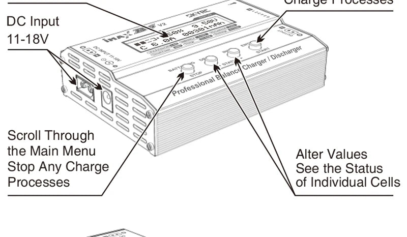 Skyrc iMax B6 V2 Charger - Lipo LiHV NiMh LiFe Battery Balance LCD Screen RC Parts 60W 6A Discharger with XT60 Plug Charging Wire 8 Skyrc iMax B6 V2 Charger, Uneiye T occooco DC Input 11-18V 2 Scroll Through
