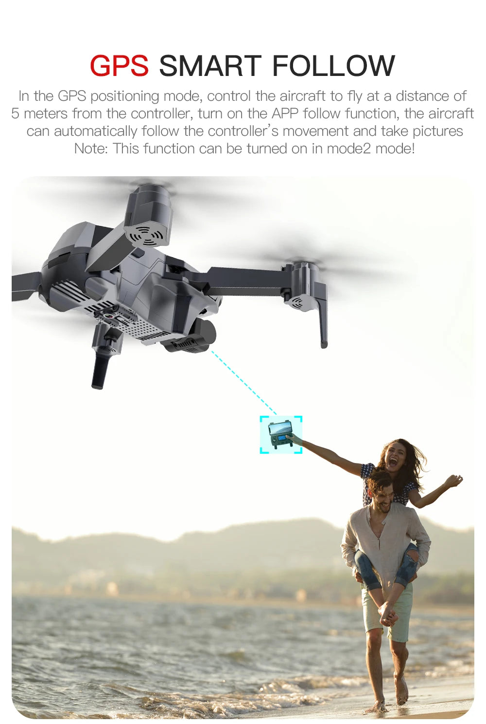 SG907 MAX Drone - 4K HD Professional 3-Axis Gimbal Brushless Motor 5G WIFI GPS HD Dual Camera Foldable Quadcopter FPV RC Dron Professional Camera Drone 56 SG907 MAX Drone, turn on the APP follow function; the aircraft can automatically follow the controller's movement