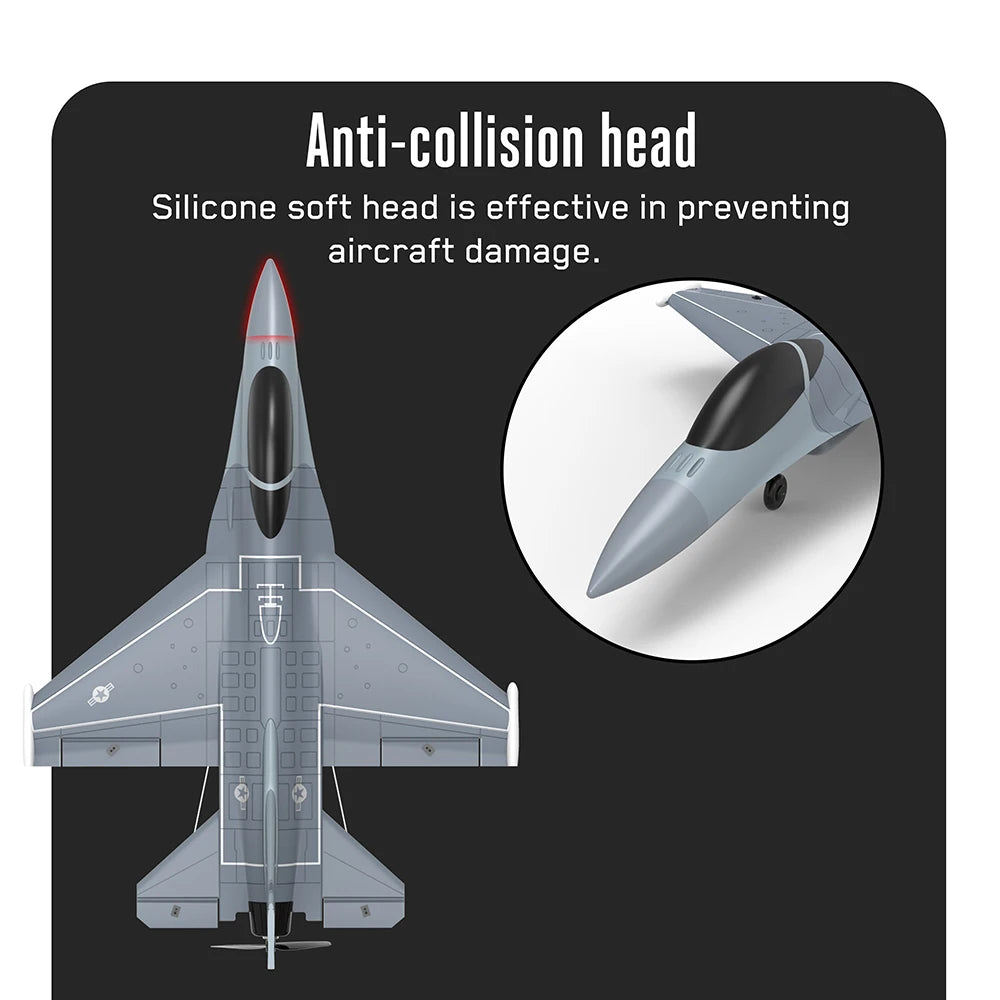 F16 Falcon RC Airplane, anti-collision head Silicone soft head is effective in preventing aircraft damage