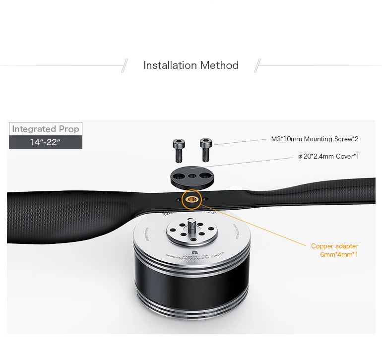 T-Motor MN501-S KV240 5.3KG Thrust Brushless Electrical Motor Navigator Series For Multicopter Aircraft RC Rotor Drones 8 T-Motor, Installation Method Integrated M3*1Omm Mounting Screw 2 14"-22" 20