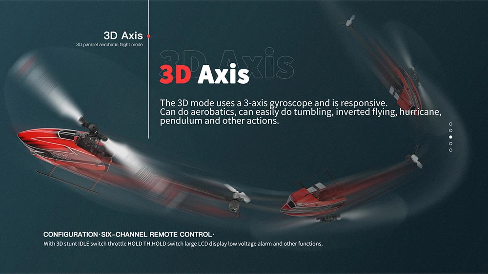 Wltoys K110S RC Helicopter, 3D mode uses a 3-axis gyroscope and is responsive 