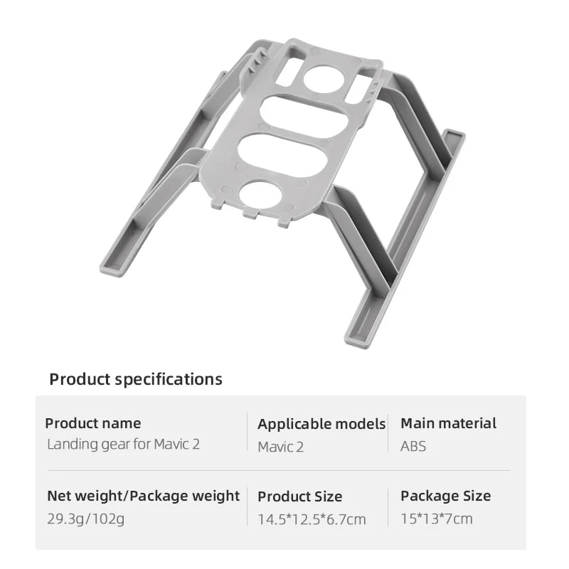 Quick Release Landing Gear, Product specifications Applicable models Main material Landing gear for Mavic 2 mavic 2 ABS