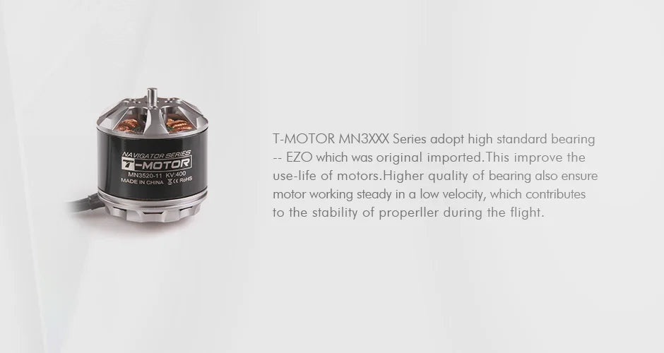 T-motor, T-MOTOR MN3XXX adopt high standard bearing NAVIGATOR 