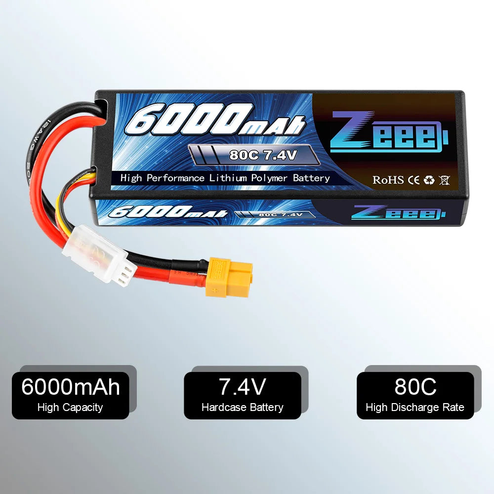 1/2Units Zeee LiPo Battery, gdbbzas PBB 80C 7.4V High Performance Lithium