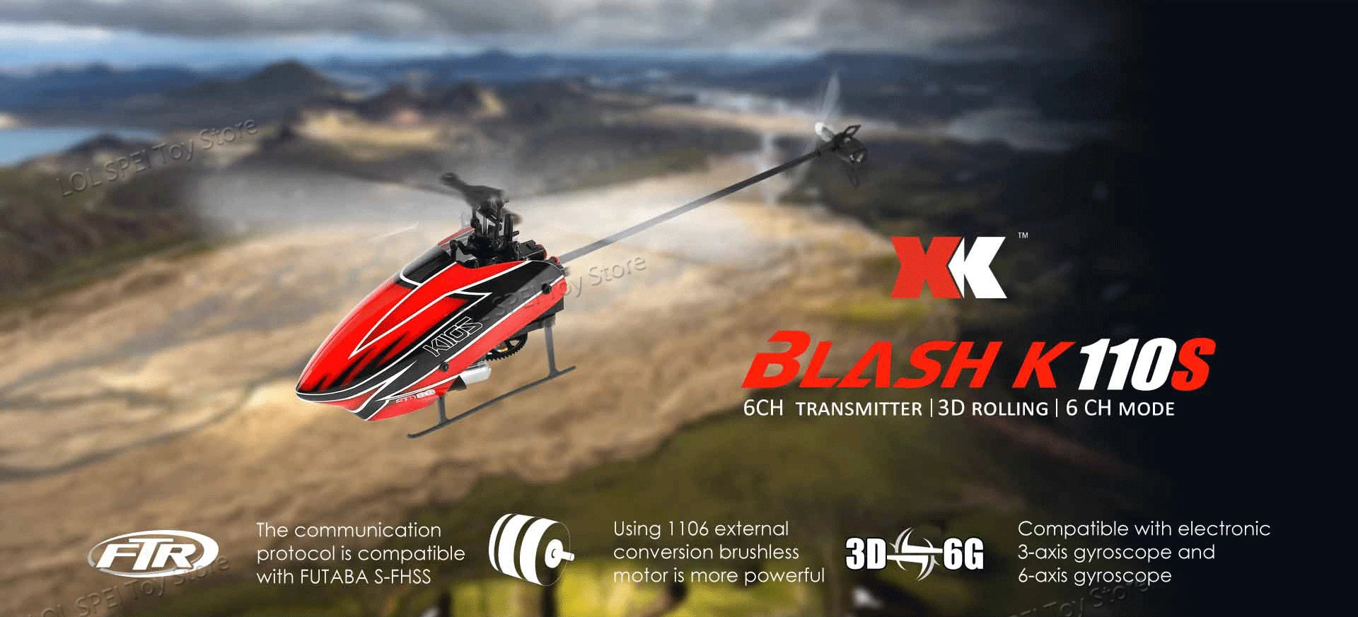 Wltoys XK K110s RC Helicopter, Compatible with electronic FR protocol is compatible conversion brushless 30-( 6G 3-axis 