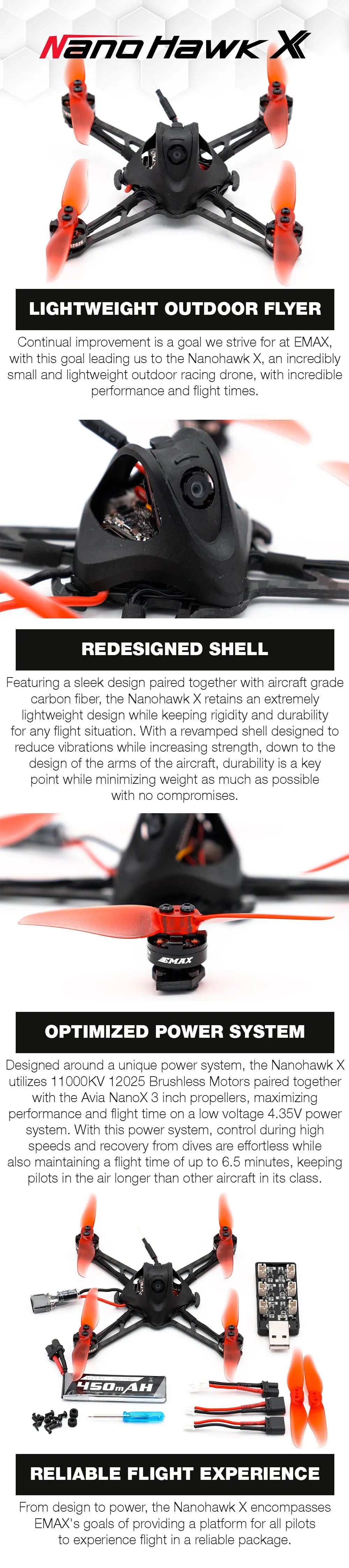 EMAX Nanohawk X, the Nanohawk X is an incredibly small and lightweight outdoor racing drone . EMA