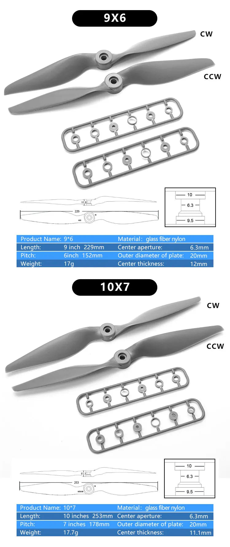 10x7 CW CCW 6.3 9.5 Product Name: 10*7 Material: