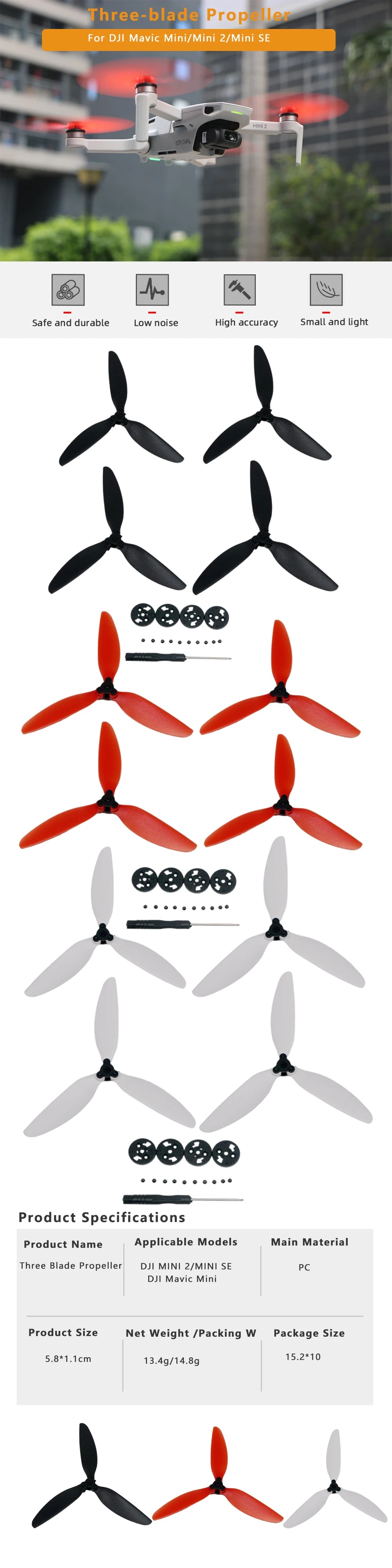 Landing Gear for DJI Mavic Mini 2/Mini SE Drone Propeller Guard Holder Sunhood Sticker Film Motor Cover Drone Accessories 55 three-blade Propeller For DJI Mavic Mini/Mini 2/Mini