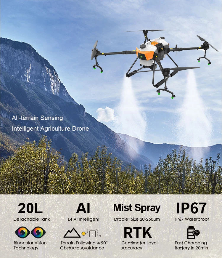 Bang Win BW-TG 10L/20L/30L/40L Agriculture Drone, AIl-terrain Sensing Intelligent Agriculture Drone 20L AI Mist Spray IP