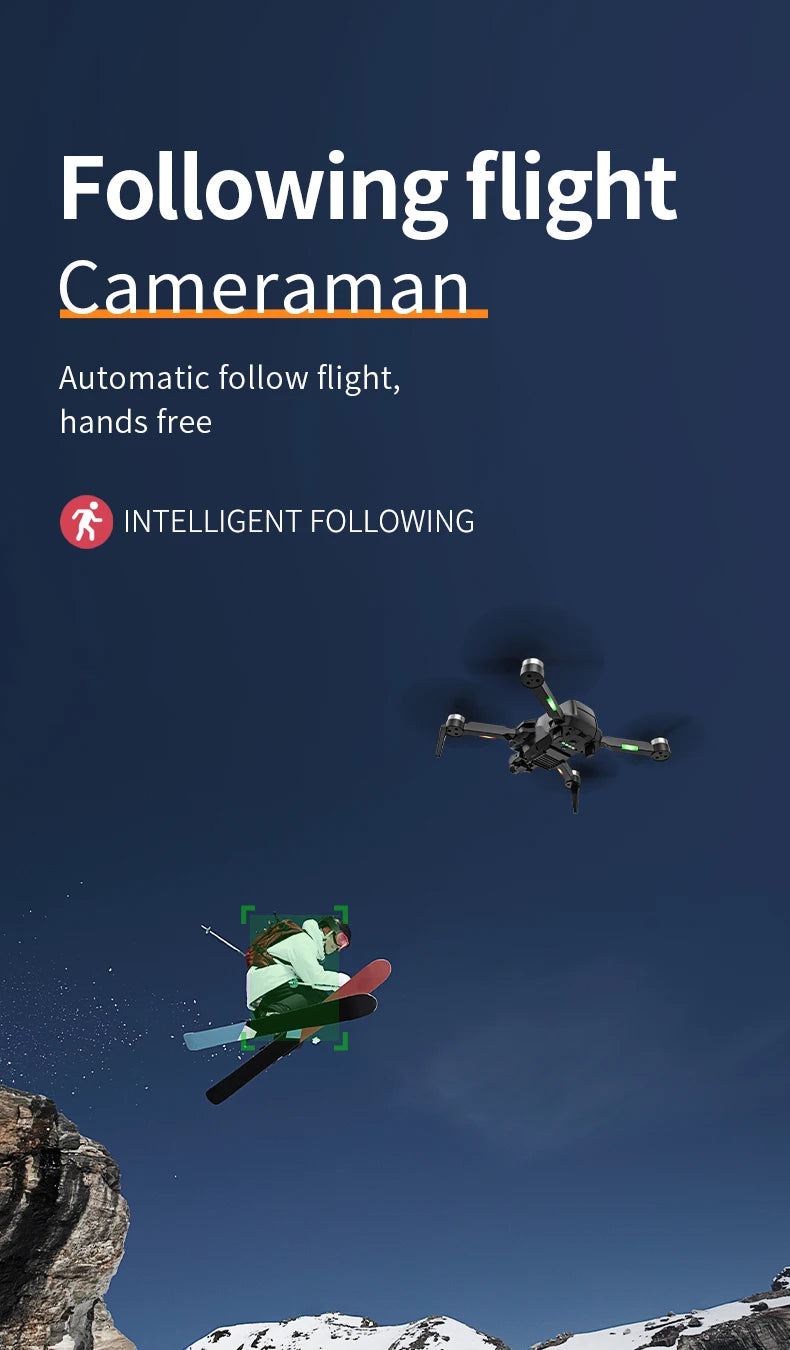 X2 Pro2 GPS Drone, Following flight Cameraman Automatic follow flight, hands free INTELLIGENT FOLLOW