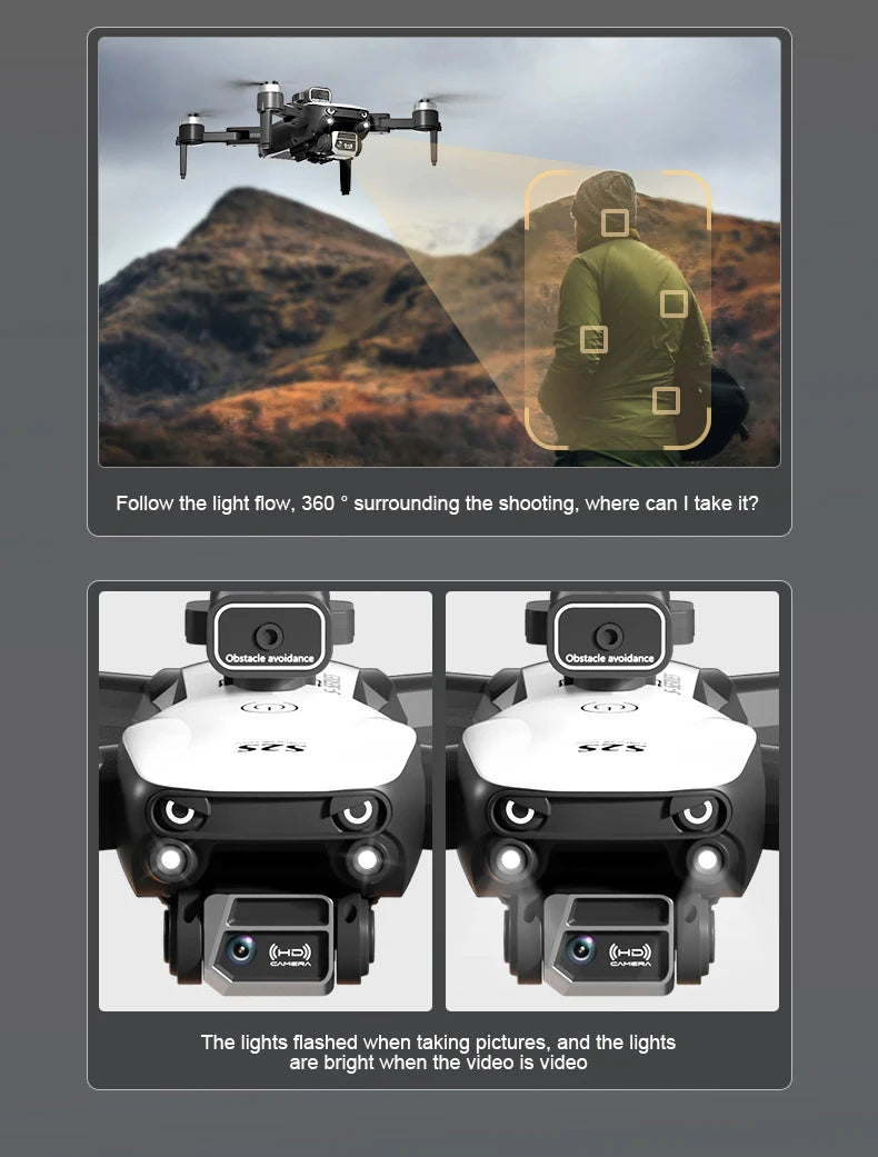 S2S mini drone, the lights flashed when taking pictures, and the lights are bright