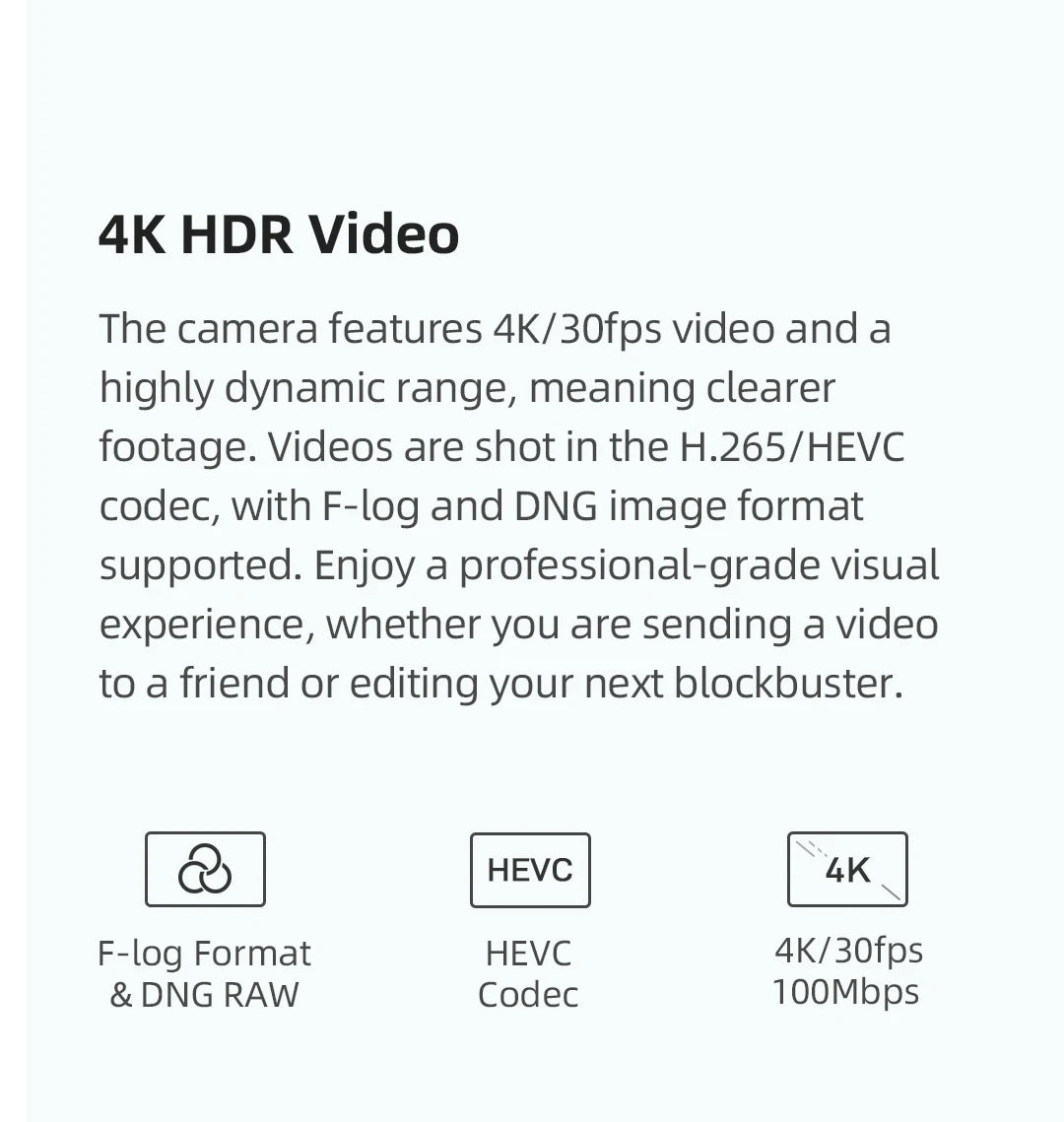 FIMI X8 Mini Drone, the camera features 4K/3Ofps video and a highly dynamic range .