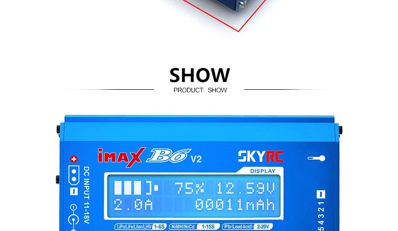 Skyrc iMax B6 V2 Charger - Lipo LiHV NiMh LiFe Battery Balance LCD Screen RC Parts 60W 6A Discharger with XT60 Plug Charging Wire 11 Skyrc iMax B6 V2 Charger, SHOW PRODUCT SHOW imAx B6 v2 SKYRC