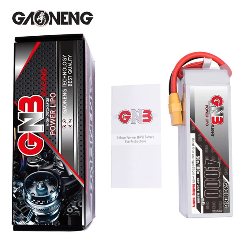 Gaoneng GNB 6S 22.2V 4000mAh 100C HV Lipo Battery For FPV Drone With XT60 XT90 T Plug