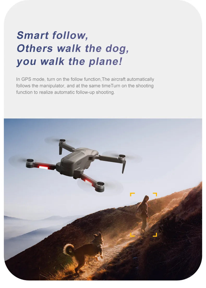 F9 drone obstacle avoidance brushless motor profesional GPS 6k camera drone 19 F9 drone, automatic follow-up shooting is possible with the follow function . the