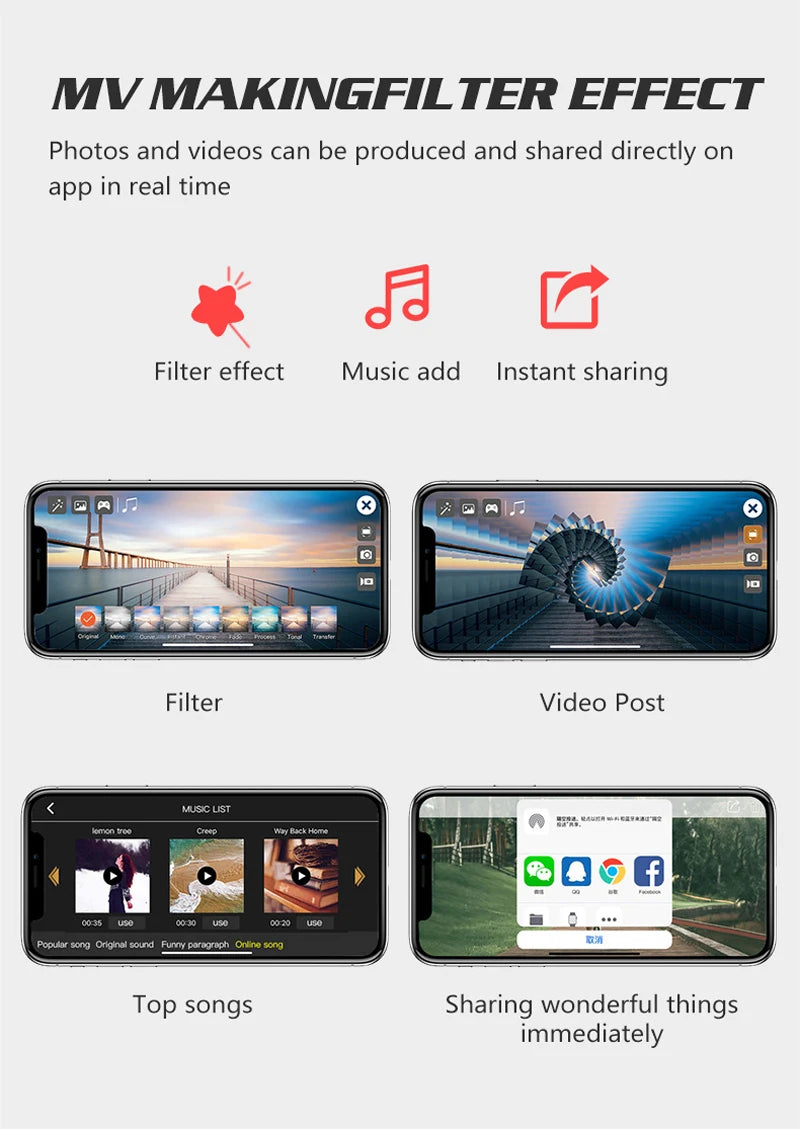GD91 Max Drone, MV MAKINGFILTER EFFECT Photos and videos can be produced and shared directly