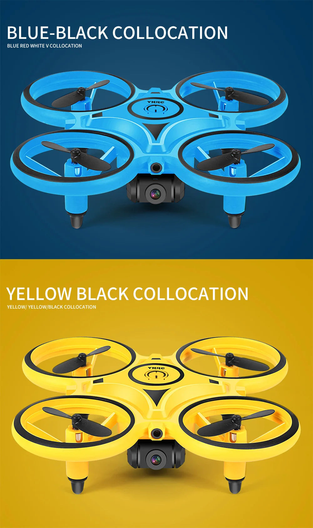 HGRC 2.4G Mini Watch RC Drone, BLUE-BLACK COLLOCATION HRC YELLOW BLACK COLL